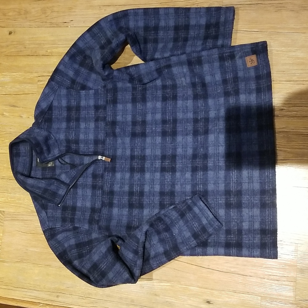 John Wayne stock & supply 1/4zip plaid heavyweight top sz L EUC